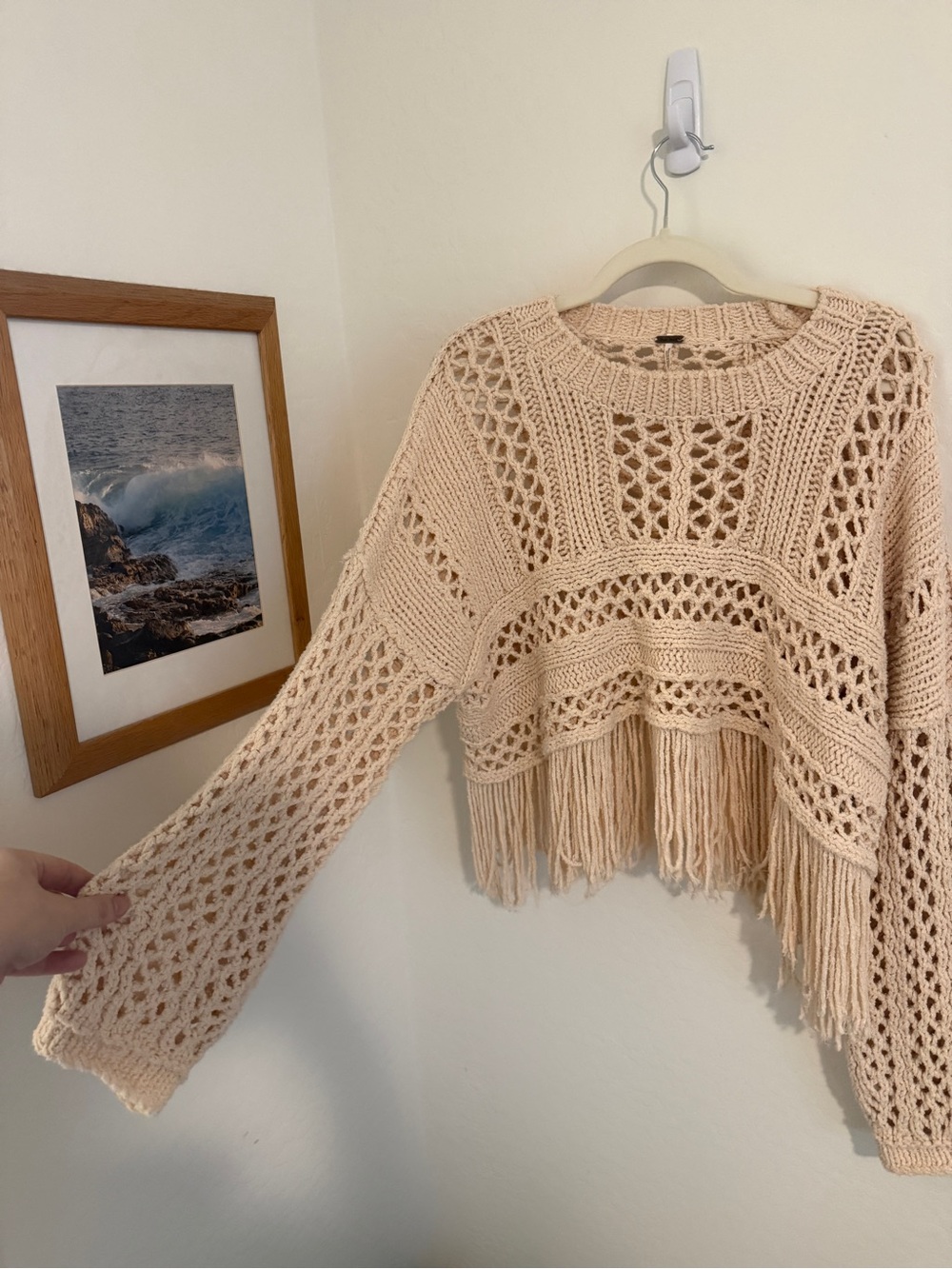 NWOT Free People Higher Love Fringe Sweater - Picture 3 of 5